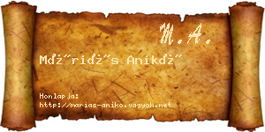 Máriás Anikó névjegykártya